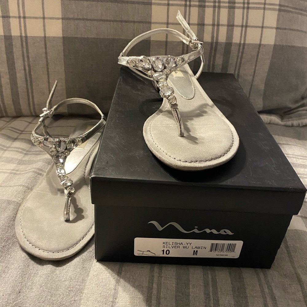 Nina Silver “Diamond” Stone Sandals